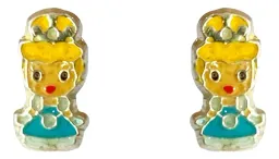 Aretes Broquel Plata 925 con Zirconia Celeste Minimalista - Imagen 2
