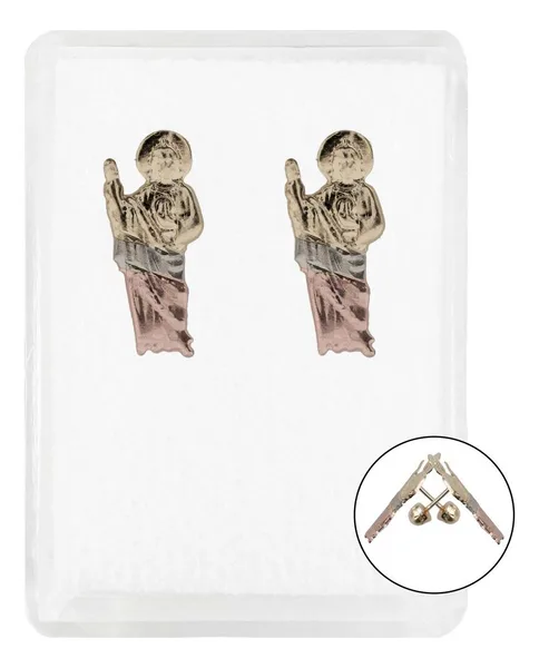 Aretes Broquel Oro 10k San Judas Tadeo Florentino - Imagen 1