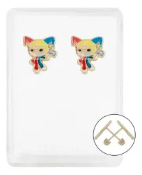 Aretes Broquel Super Héroes Villanos Multicolor Oro 10k - Imagen 1