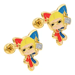 Aretes Broquel Super Héroes Villanos Multicolor Oro 10k - Imagen 2