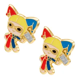 Aretes Broquel Super Héroes Villanos Multicolor Oro 10k - Imagen 5