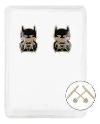 Aretes Broquel Super Heroes Villanos Negro Oro 10k - Imagen 1