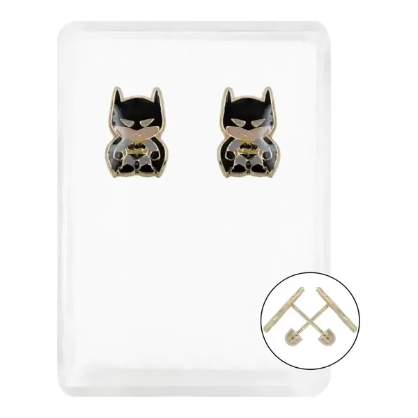 Aretes de oro 10k negro broquel Super Heroes Villanos — Joyaris