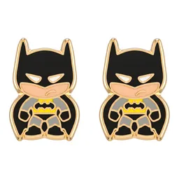 Aretes Broquel Super Heroes Villanos Negro Oro 10k - Imagen 1
