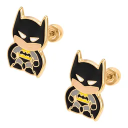 Aretes Broquel Super Heroes Villanos Negro Oro 10k - Imagen 2