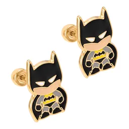 Aretes Broquel Super Heroes Villanos Negro Oro 10k - Imagen 3
