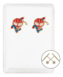Aretes Broquel Super Heroes Villanos Rojo Oro 10k - Imagen 1