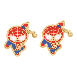 Aretes Broquel Super Heroes Villanos Rojo Oro 10k - Imagen 1