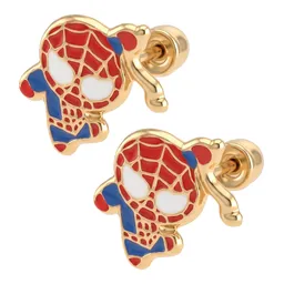 Aretes Broquel Super Heroes Villanos Rojo Oro 10k - Imagen 2