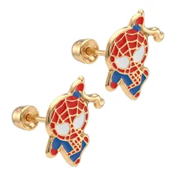 Aretes Broquel Super Heroes Villanos Rojo Oro 10k - Imagen 3
