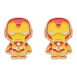 Aretes Broquel Superhéroes Oro 10k Rojo Amarillo - Imagen 1