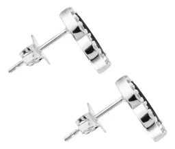 Aretes Broquel Plata .925 Trébol Cuatro Hojas con Zirconia - Imagen 3