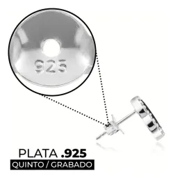 Aretes Broquel Plata .925 Trébol Cuatro Hojas con Zirconia - Imagen 4
