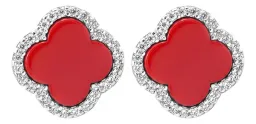 Aretes Mariposa Plata 925 Trébol Cuatro Hojas Zirconia - Imagen 1