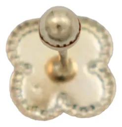 Aretes Broquel Oro 10k Trébol Esmaltado Negro - Imagen 2