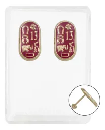 Aretes Broquel Oro 10k Trébol Esmaltado Rojo Joyería Fina - Imagen 1