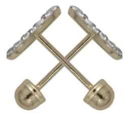 Aretes Broquel Oro 10k Trébol Flor Zirconia 8mm - Imagen 2