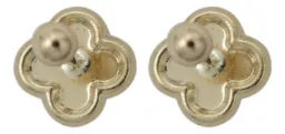 Aretes Broquel Oro 10k Trébol Flor Zirconia 8mm - Imagen 5