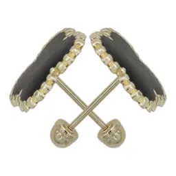 Aretes Broquel Trebol Flor Esmaltado Oro 10k - Imagen 2