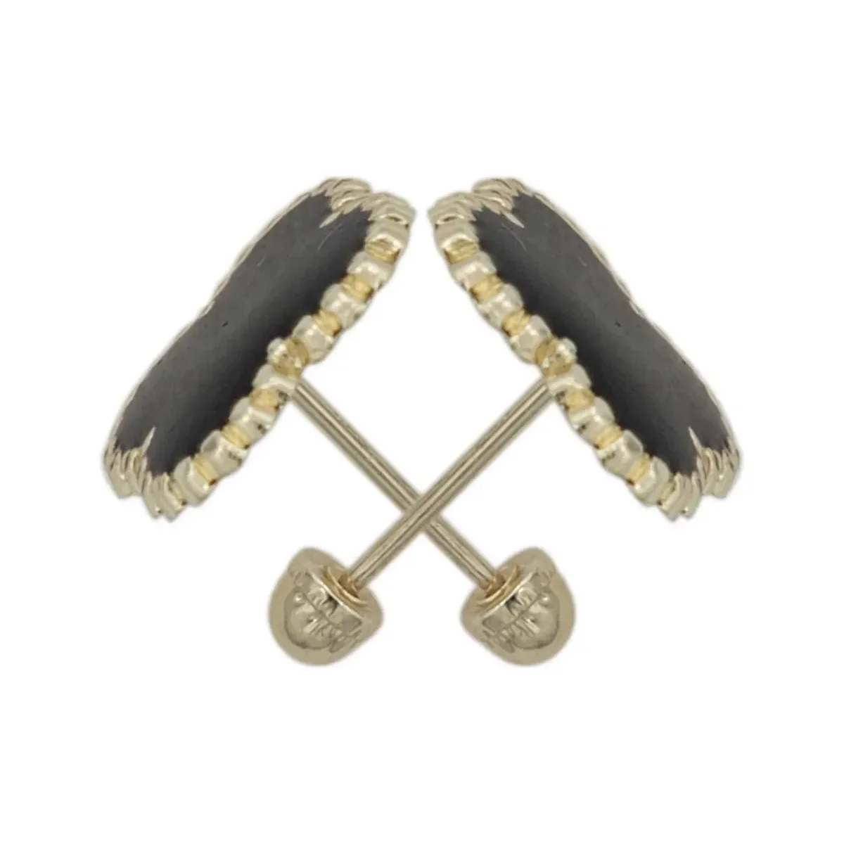 Aretes Broquel Trebol Flor Esmaltado Oro 10k - Imagen 2