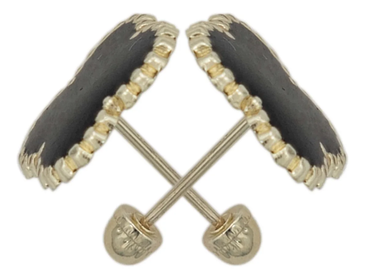 Aretes Broquel Trebol Flor Esmaltado Oro 10k - Imagen 2