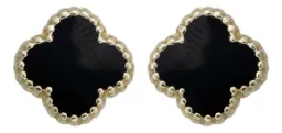 Aretes Broquel Trebol Flor Esmaltado Oro 10k - Imagen 3