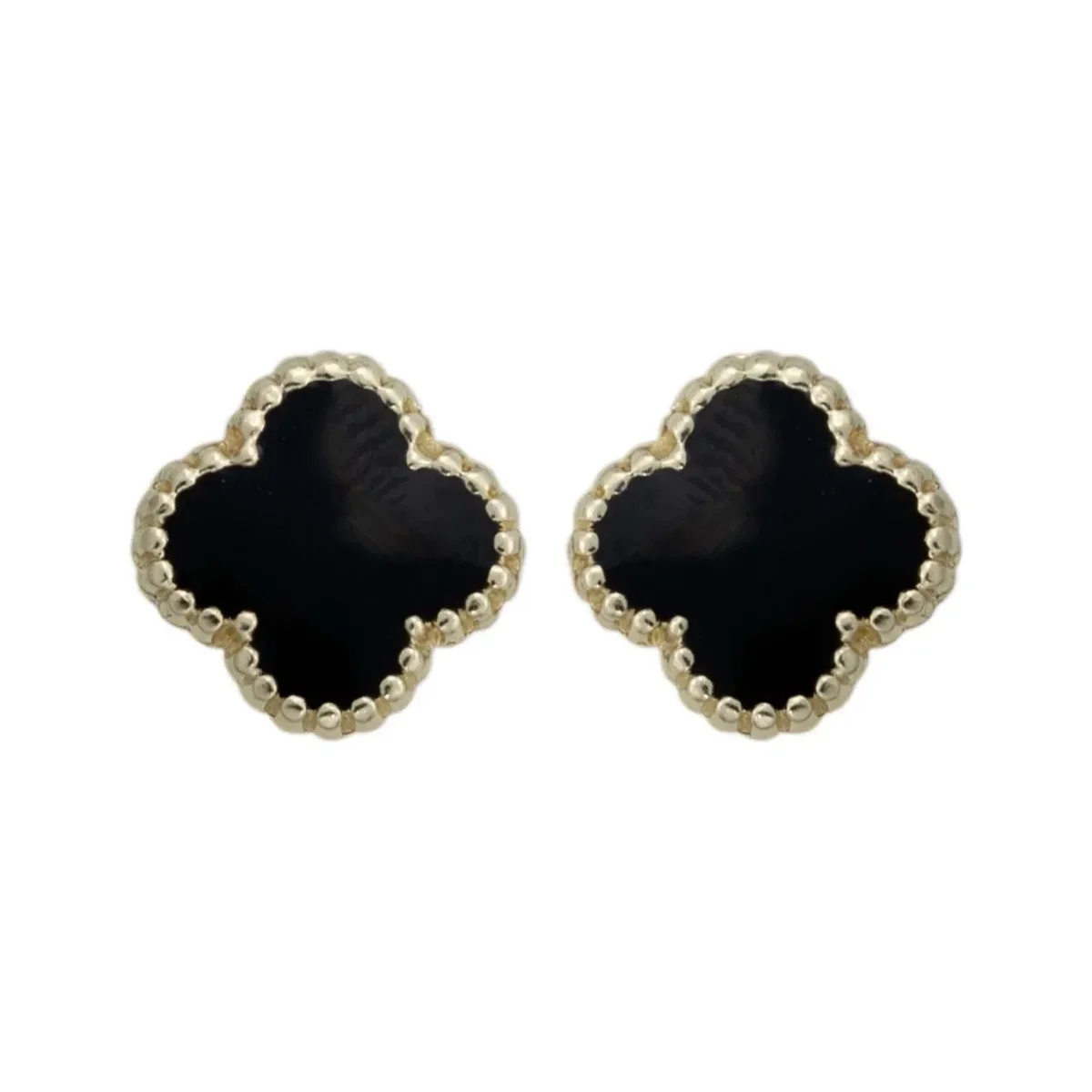 Aretes Broquel Trebol Flor Esmaltado Oro 10k - Imagen 3