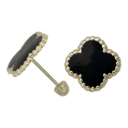 Aretes Broquel Trebol Flor Esmaltado Oro 10k - Imagen 4