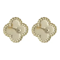 Aretes Broquel Trebol Flor Esmaltado Oro 10k - Imagen 5