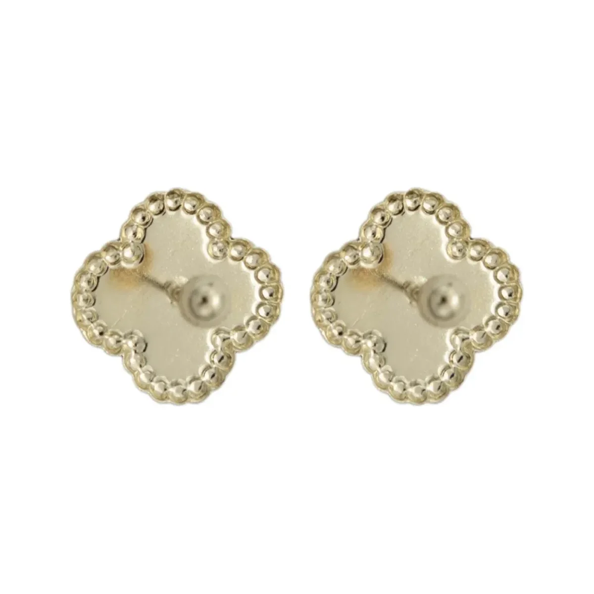 Aretes Broquel Trebol Flor Esmaltado Oro 10k - Imagen 5