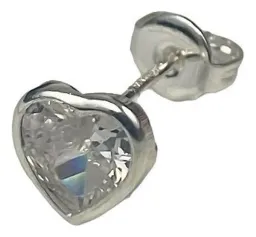 Aretes Broqueles Corazón Plata .925 con Zirconia - Imagen 2