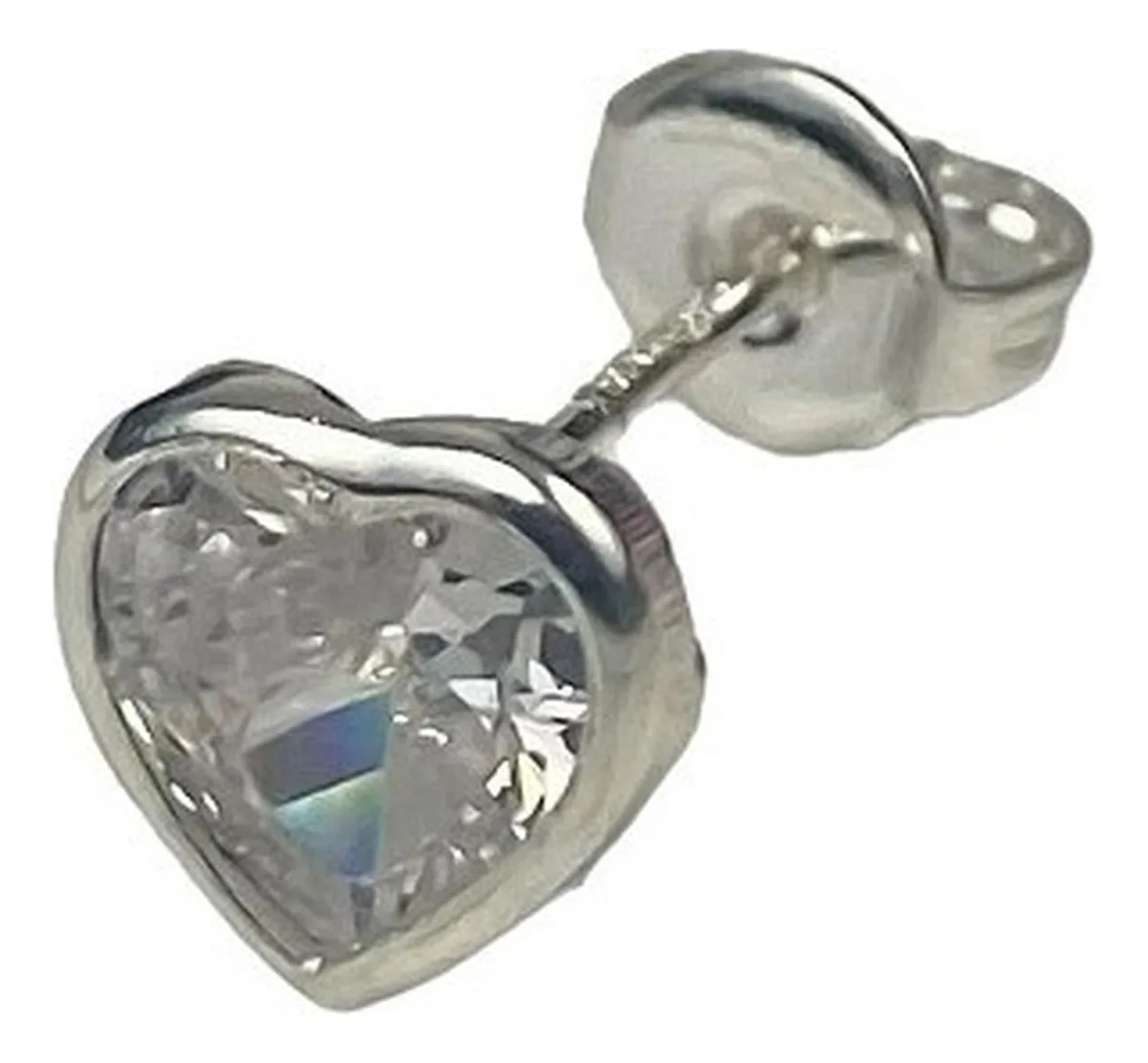 Aretes Broqueles Corazón Plata .925 con Zirconia - Imagen 2