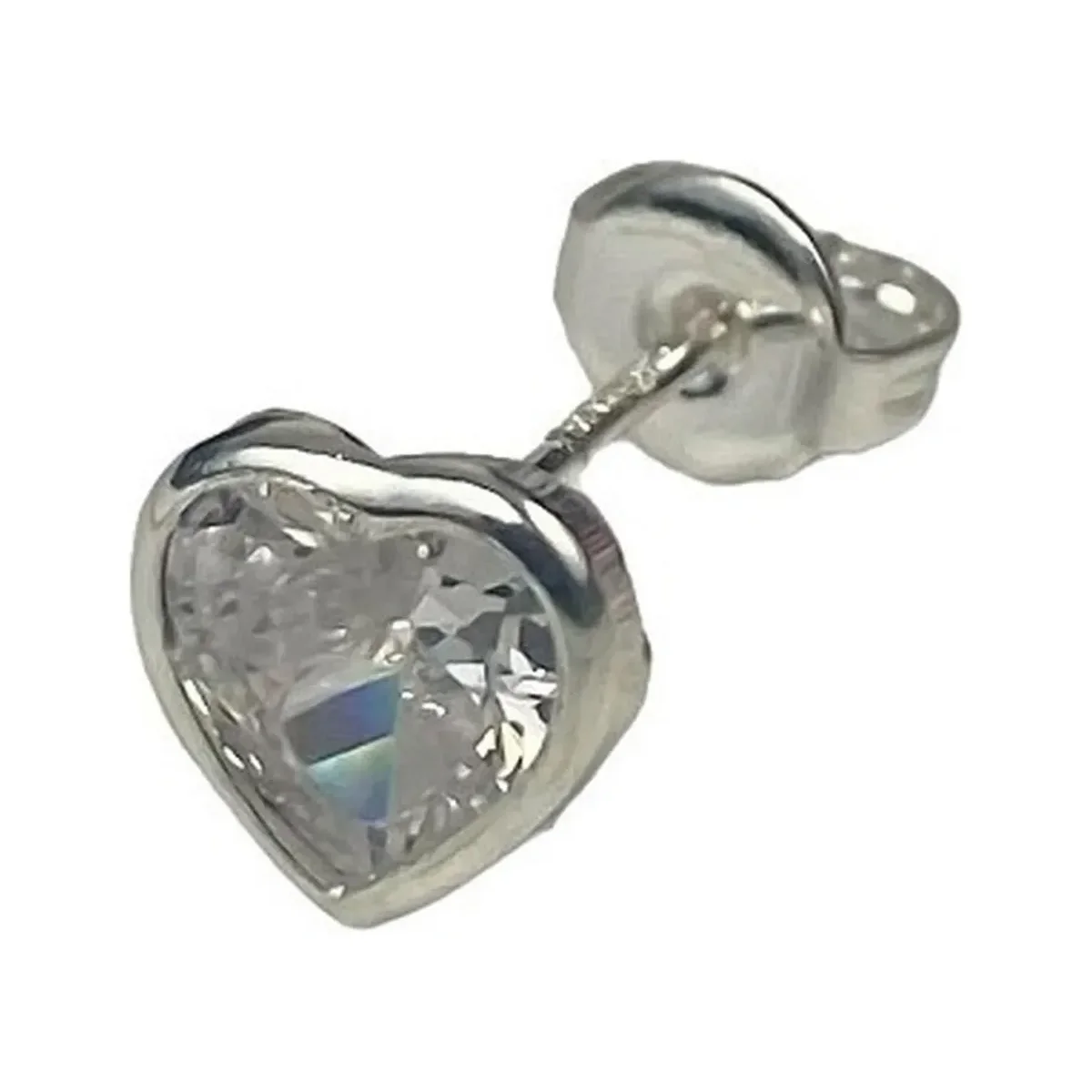 Aretes Broqueles Corazón Plata .925 con Zirconia - Imagen 2