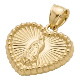Dije Corazón Virgen de Guadalupe de Oro 10k Diamantado 15 mm - Imagen 2