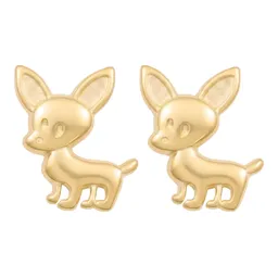 Broqueles Perro Chihuahua de Oro 10k con Broche de Rosca 7 mm - Imagen 1
