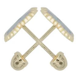 Aretes Colgante Oro 10k Trébol Esmaltado Azul - Imagen 2