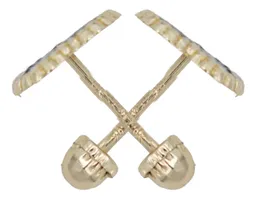 Aretes Colgante Oro 10k Trébol Esmaltado Negro - Imagen 2