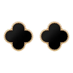 Aretes Colgante Oro 10k Trébol Esmaltado Negro - Imagen 3