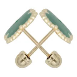 Aretes Colgante Oro 10k Trébol Esmaltado Verde - Imagen 2