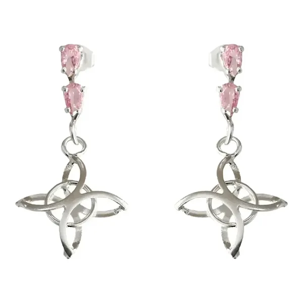 Aretes de plata .925 rosa zirconia Nudo de Bruja broquel — Joyaris