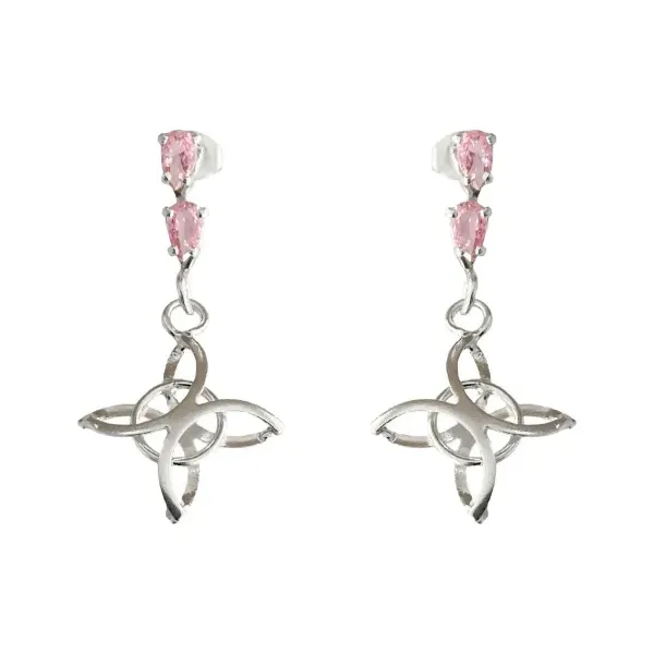 Aretes de plata .925 rosa zirconia Nudo de Bruja broquel — Joyaris