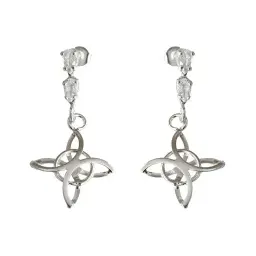 Aretes Colgante Plata 925 Nudo de Bruja con Zirconia Transparente - Imagen 1