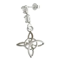 Aretes Colgante Plata 925 Nudo de Bruja con Zirconia Transparente - Imagen 2