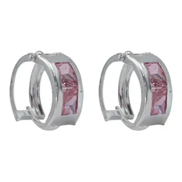 Aretes Colgante Plata 925 Zirconia Rosa Brillante - Imagen 3