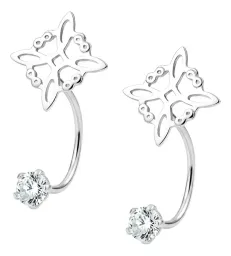 Aretes Colgantes Plata 925 Nudo de Bruja con Zirconia - Imagen 1
