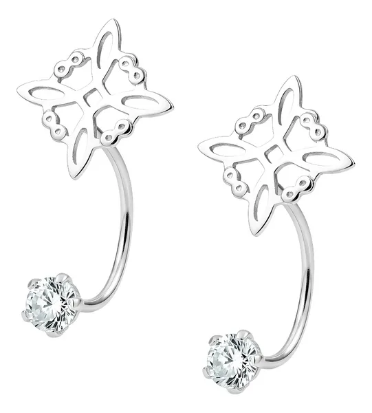 Aretes de plata .925 plateado zirconia diseno Nudo de Bruja colgantes — Joyaris