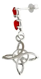 Aretes Colgantes Plata 925 Nudo Bruja Zirconia Roja - Imagen 2