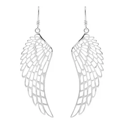 Aretes Colgantes Plata 925 Alas de Ángel Caladas - Imagen 1