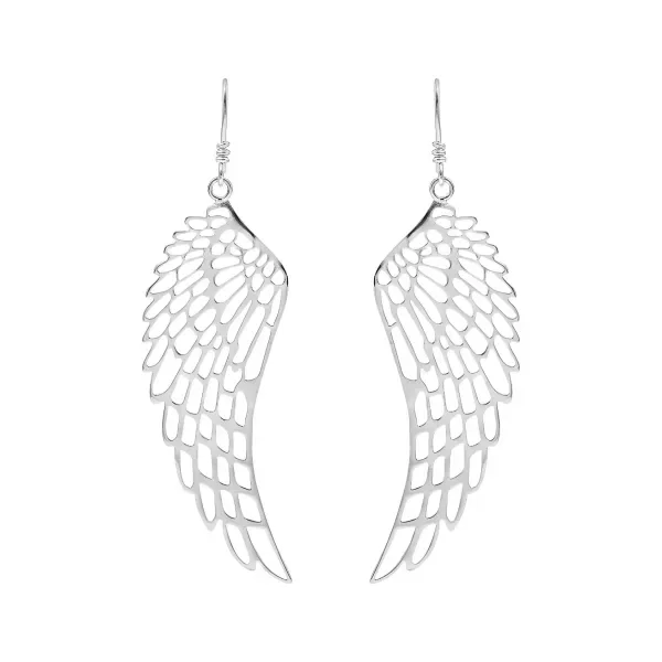 Aretes de plata .925 alas de angel caladas colgantes largos — Joyaris