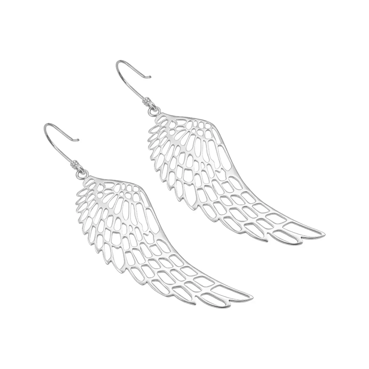 Aretes Colgantes Plata 999 Alas de Ángel Caladas - Imagen 2